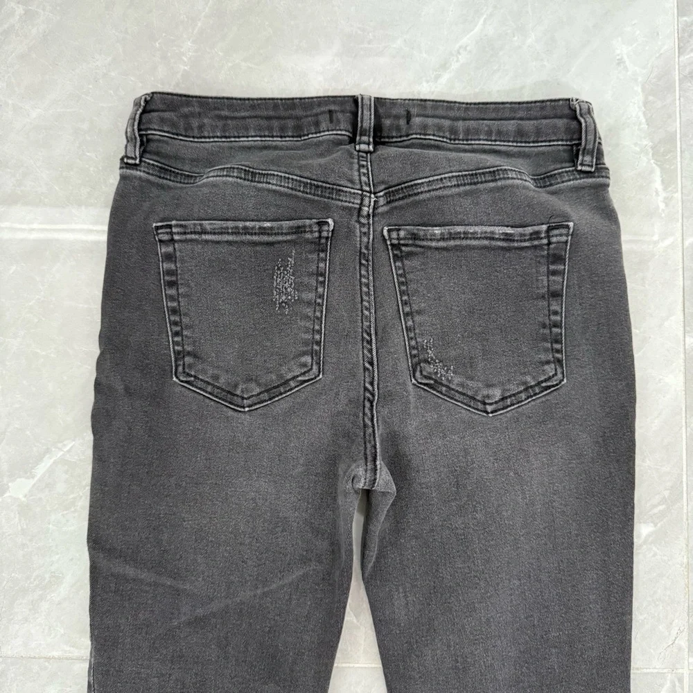 Women’s Free People Great Heights Washed Black Frayed Skinny Jeans Size 25